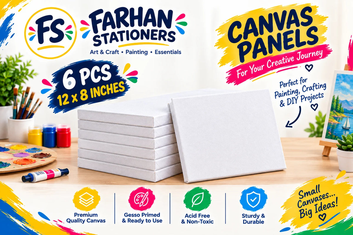 Pack of 6 Primed Canvas Board for painting - 12 x 8 inches